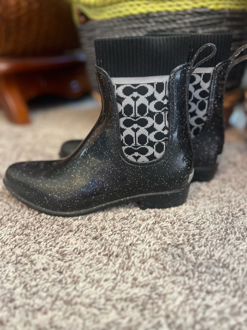 Coach Black and Light Gray Embossed Logo Sole Insert